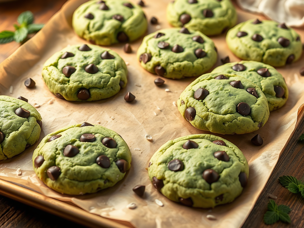 Green Mint Chocolate Chip Cookies
