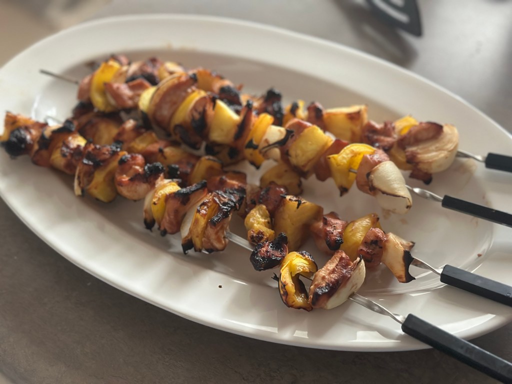Grilled BBQ Chicken + Pineapple&nbsp;Kabobs